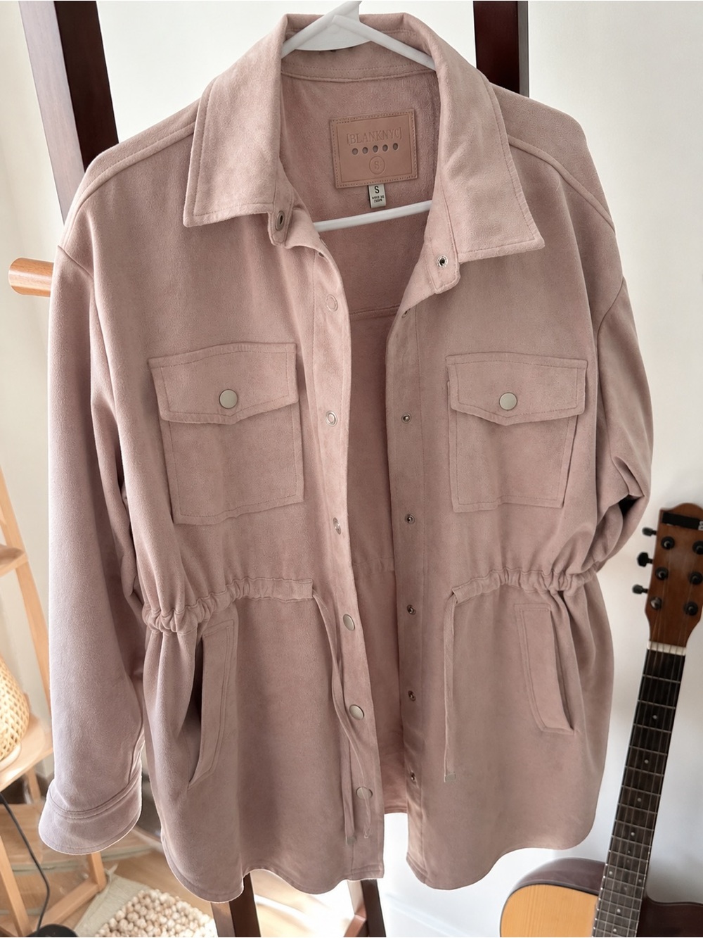 Blank NYC Suede-Style Drawstring Utility Jacket - Blush - Picture 3 of 6